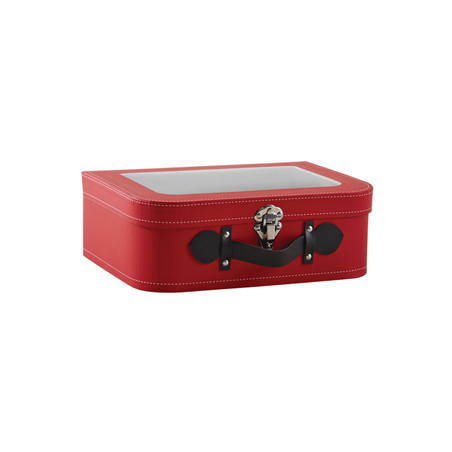 Valise rouge intérieur gris 26 x 19 x 9 cm en carton