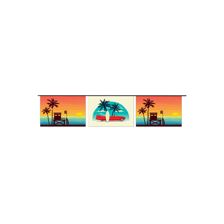 Guirlande California Beach 10 fanions 21 x 30cm - papier Long. 450cm