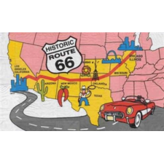Drapeau Route 66 Map - tissu - 90 x 150 cm