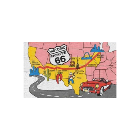 Drapeau Route 66 Map - tissu - 90 x 150 cm