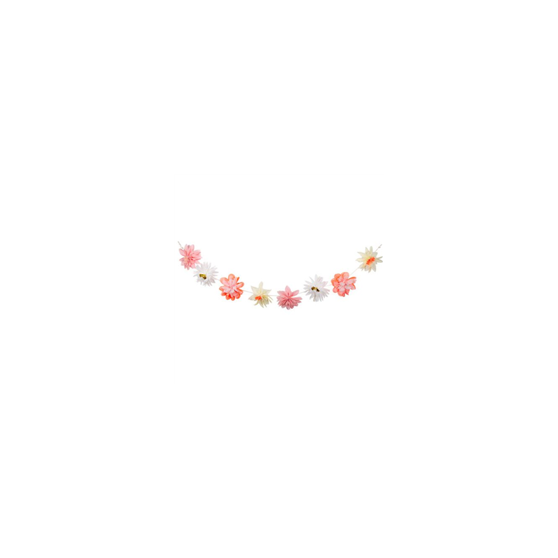 Guirlande de fleurs papier de soie rose pastel - Long. 350cm
