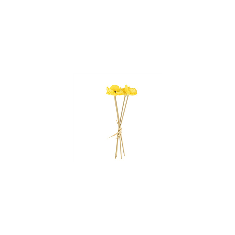 Bouquet de 4 Coquelicots jaunes - Haut. 35cm
