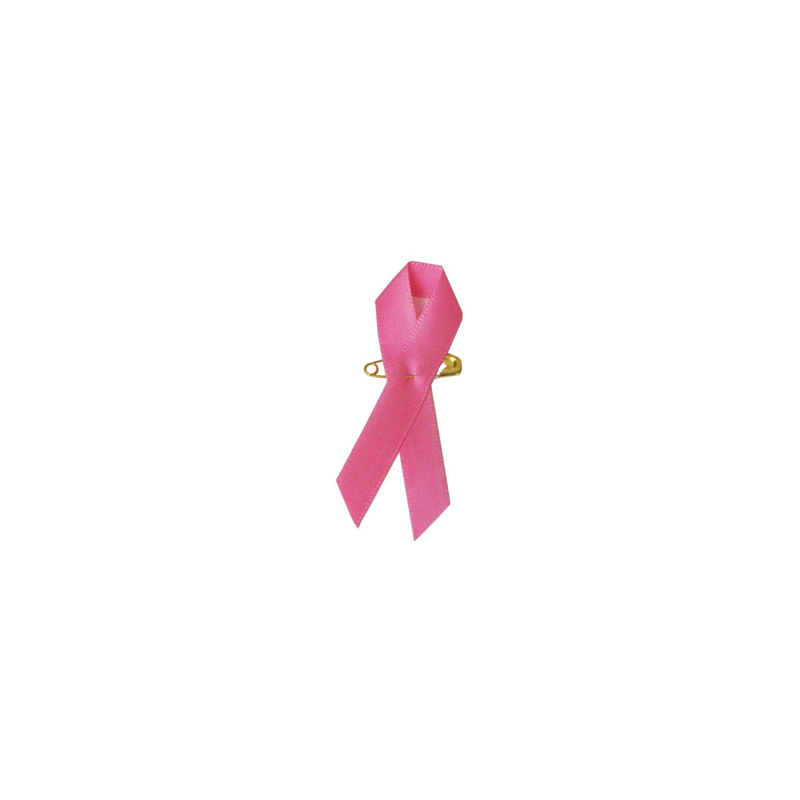 Ruban solidaire Octobre Rose polyester avec épingle à nourrice