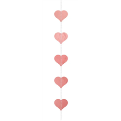 Guirlande piquée Cœurs or  et  rose en papier - Long. 3.5 m (Haut. 8 cm)
