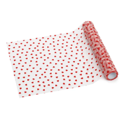 Chemin de table en tulle  et  Cœurs rouges 36cm x 9m