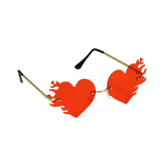 Lunettes en forme de cœur flamme, rouge (Taille adulte)