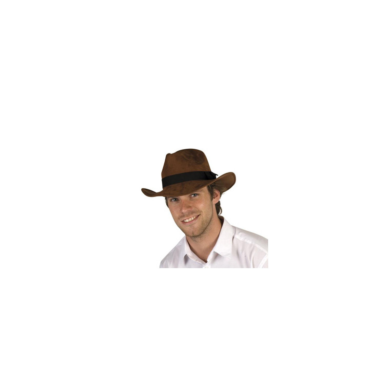 Chapeau aventurier - polyester et coton - haut 13 cm larg 27 cm long 40 cm