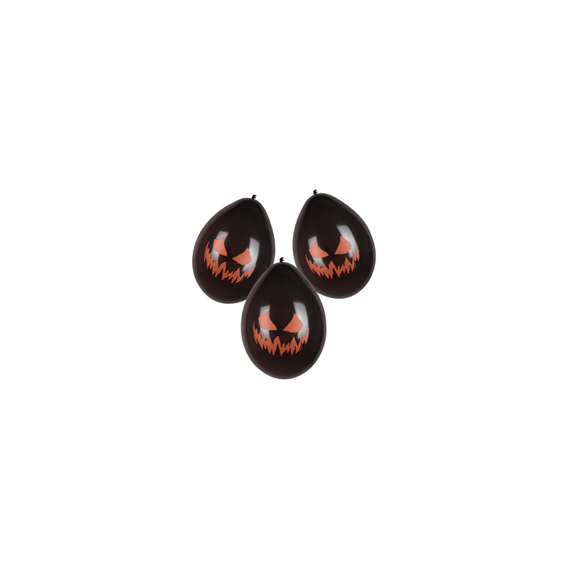 Ballon citrouille halloween noir orange x6 - Diam. 29cm