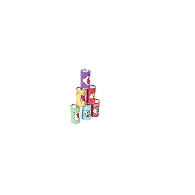 Chamboule tout 6 boites et 3 lanceurs - 10 x 6.5cm (taille d'1 boite)