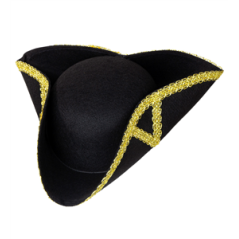 Chapeau Tricorne en feutre décoré - Adulte