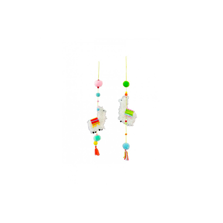 Suspension Lama avec pompons - Haut. 54cm (modèle aléatoire)