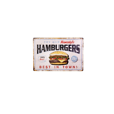 Plaque en bois ou forex HAMBURGER - 40 x 30cm