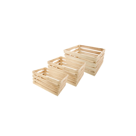 Caisses en bois naturel - Lot de 3 modèles gigognes - 42x30x20 cm (GM)