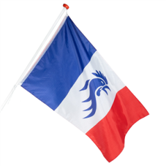 Drapeau France  et  Coq en tissu 90 x 150cm