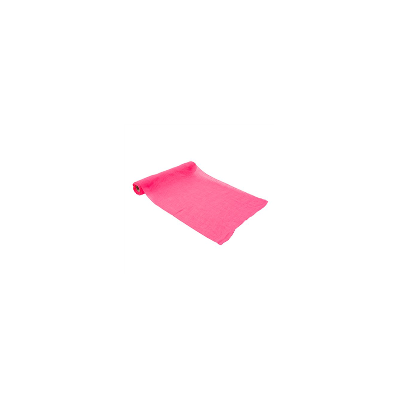 Chemin de table rose fluo mousseline 28cm x 5m