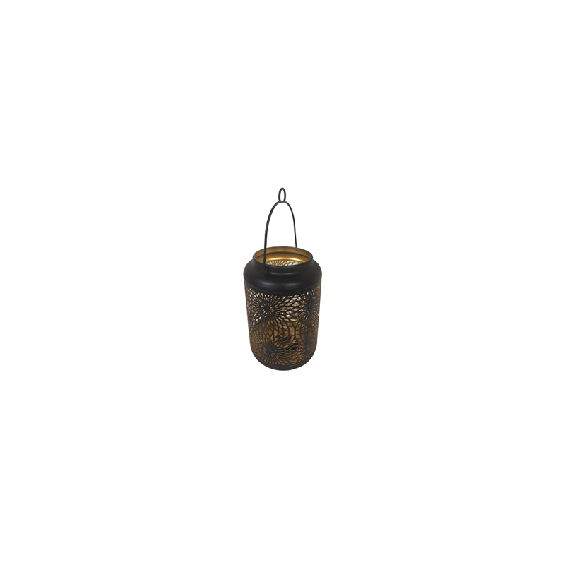 Lanterne cylindrique noire ajourée en métal 23 x 12cm (piles 3x AAA non incluses