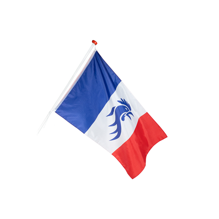 Drapeau France  et  Coq en tissu 90 x 150cm