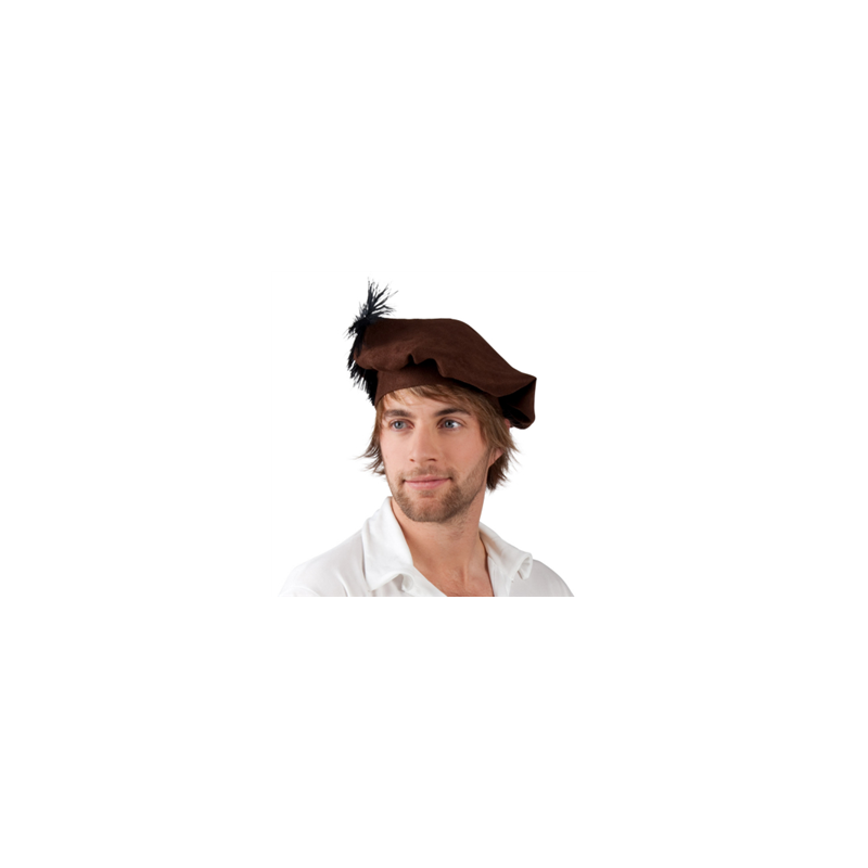 Béret médiéval avec plume - polyester
