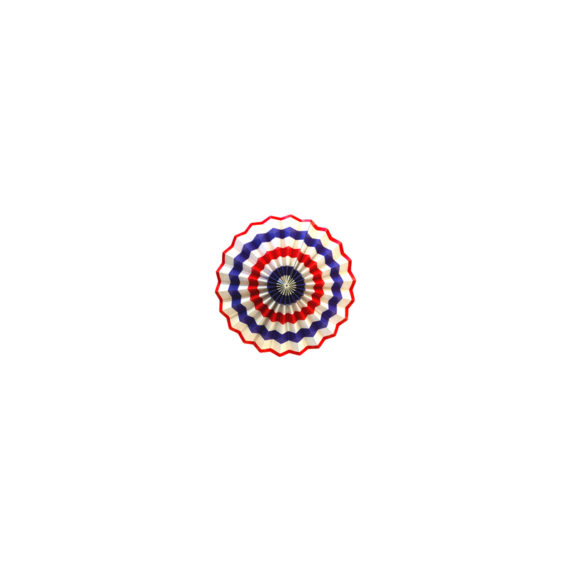 Eventail bleu - blanc - rouge  - papier - Diam. 30 cm