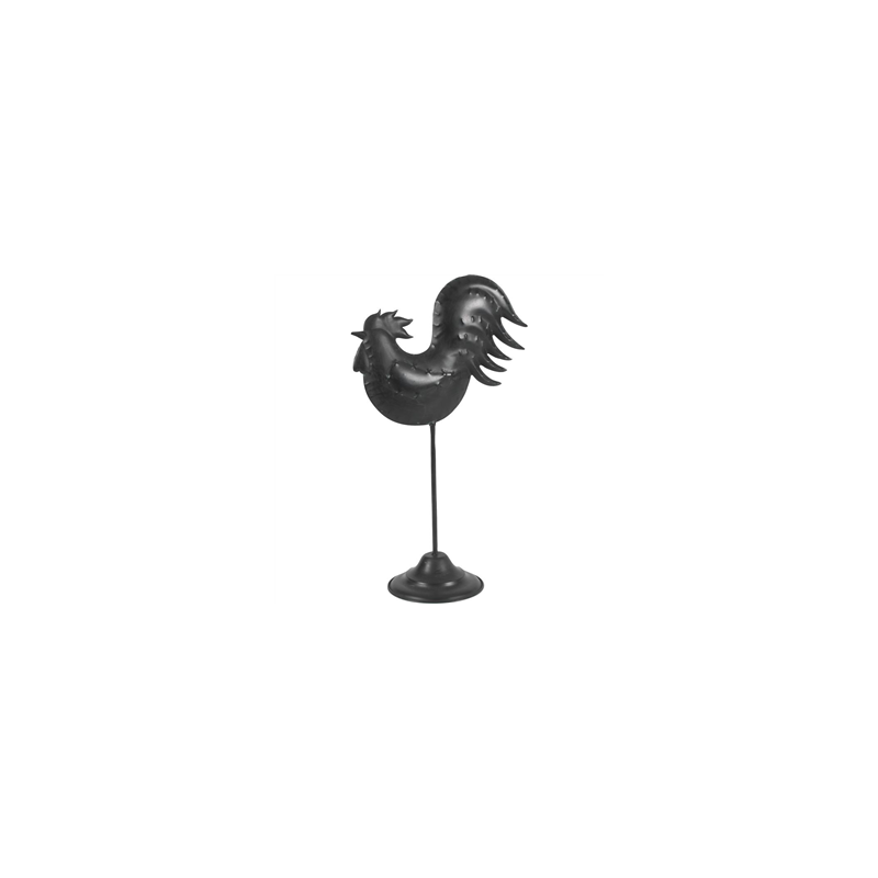 Coq en métal noir sur pied 49 x 31 x 16cm