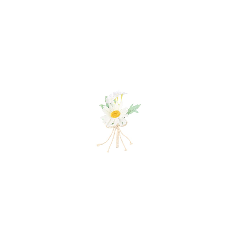 Bouquet Marguerite et Jasmin nœud ficelle beige - Haut. 12,5cm
