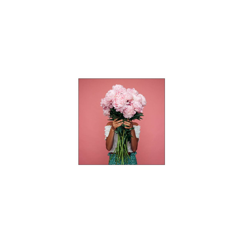 Visuel imprimé Bouquet Fleurs roses - 30 x 30 cm sur support bristol 350 gr