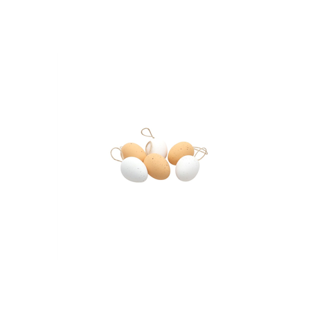 6 Œufs couleur blanc et naturel 6 x 4cm