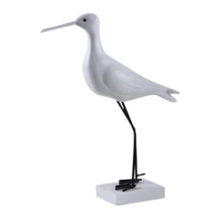 Oiseau de mer en bois blanc sur pied métal noir 20 x 7 x 29cm (pm)
