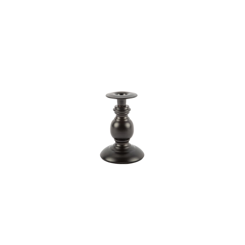 Bougeoir Baroque métal noir mat - 10,5 x 15,5cm