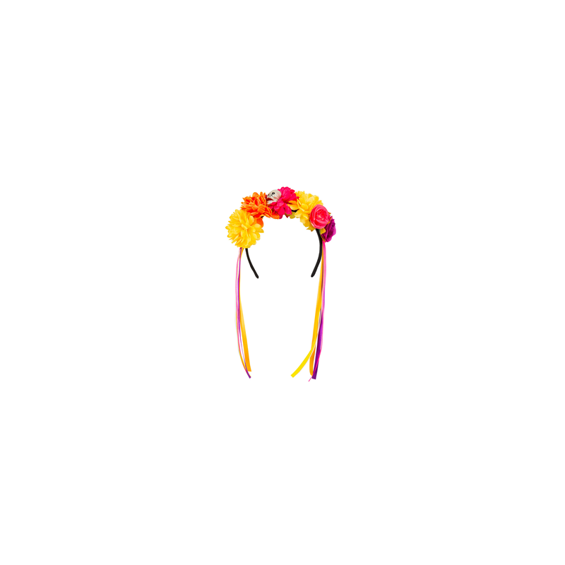 Tiare fleurs et rubans - polyester, polystyrène - hauteur 40 cm