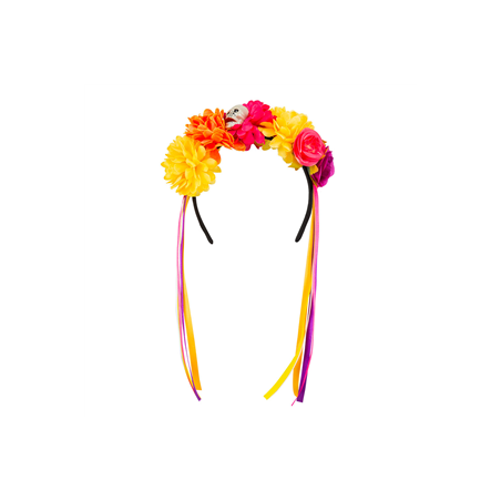 Tiare fleurs et rubans - polyester, polystyrène - hauteur 40 cm