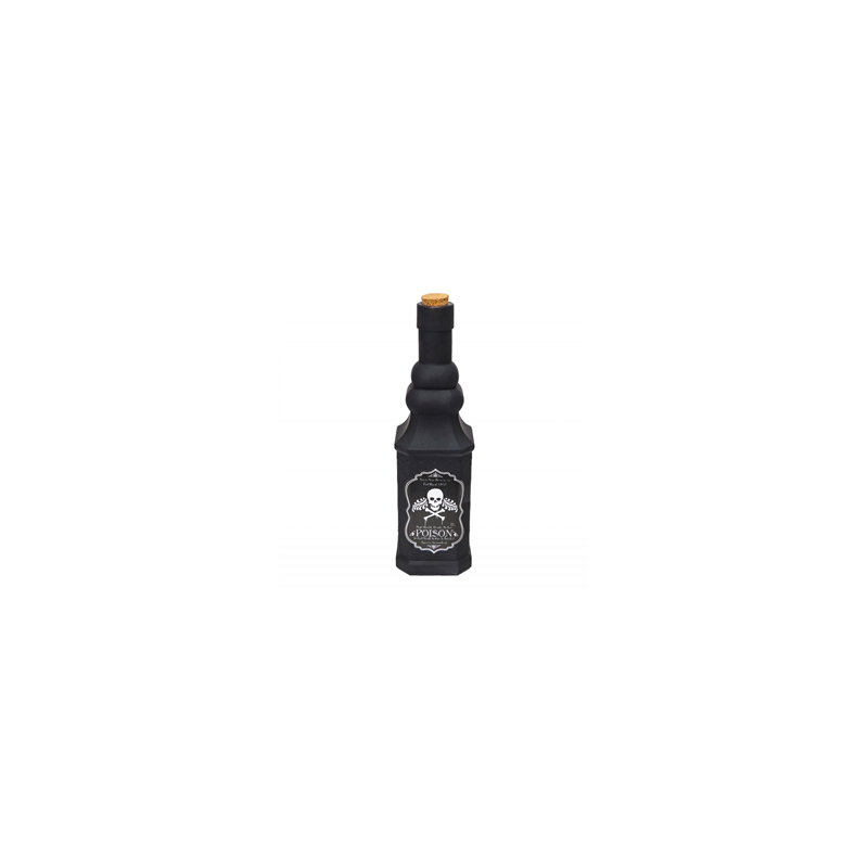 Bouteille en verre noire Poison Halloween 6 x 6 x 24cm