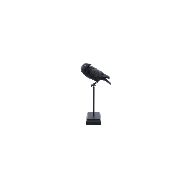 Corbeau noir résine sur support 15 x 21 x 44cm