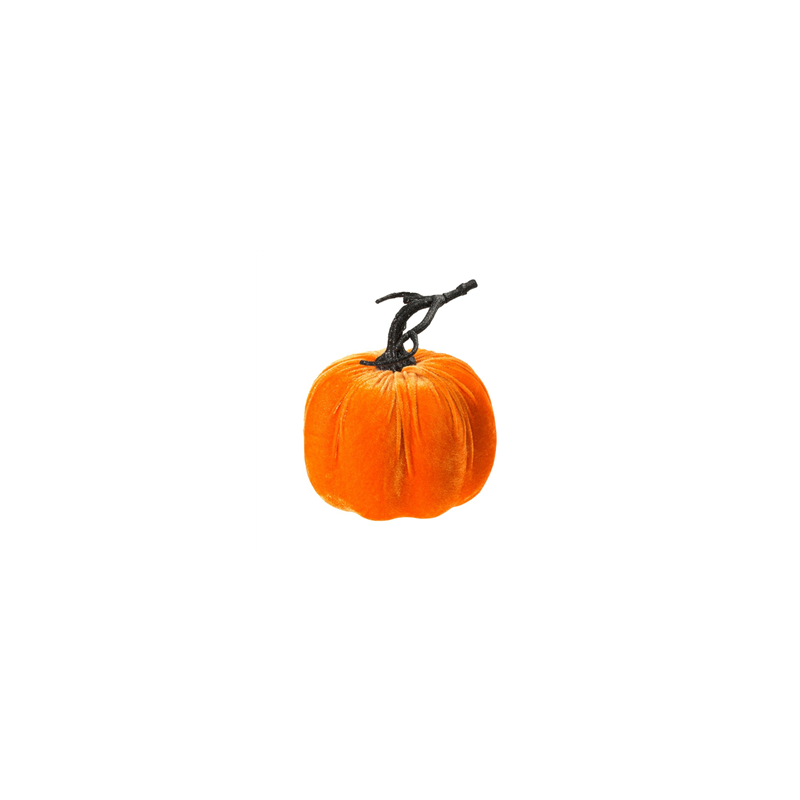 Citrouille en velours orange - Diam. 17cm