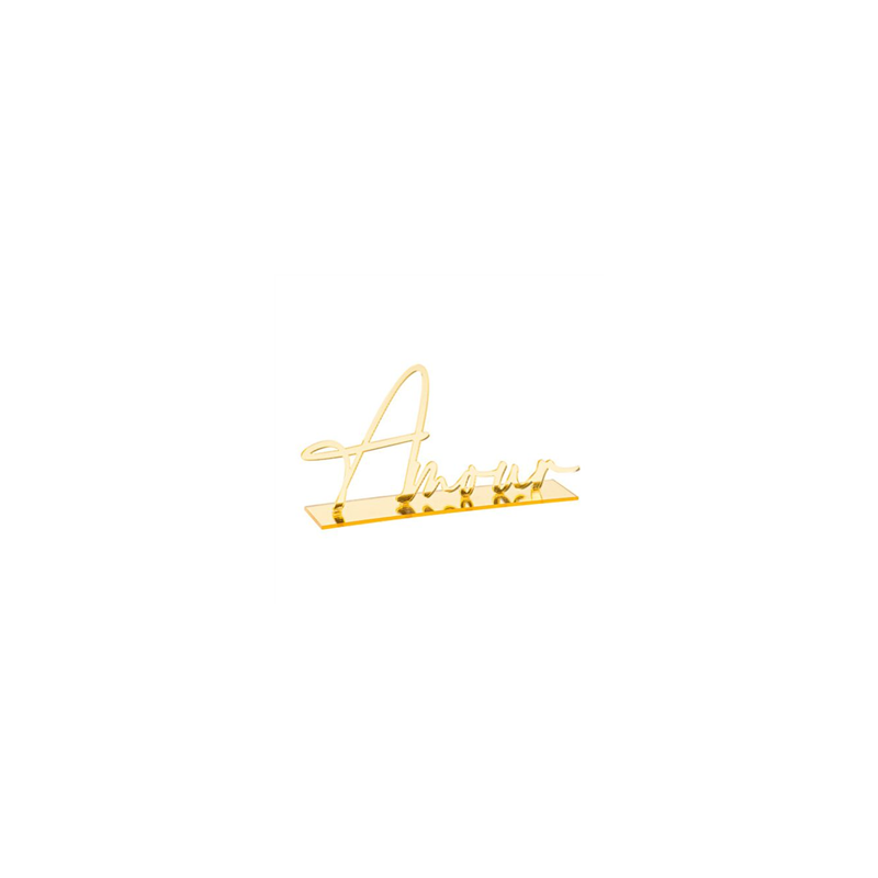 Déco sur socle Amour en Plexi Or 9,5 x 19,5 cm