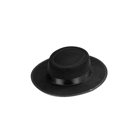 Chapeau terroir - feutre noir - taille adulte - haut 9 cm diam 33 cm
