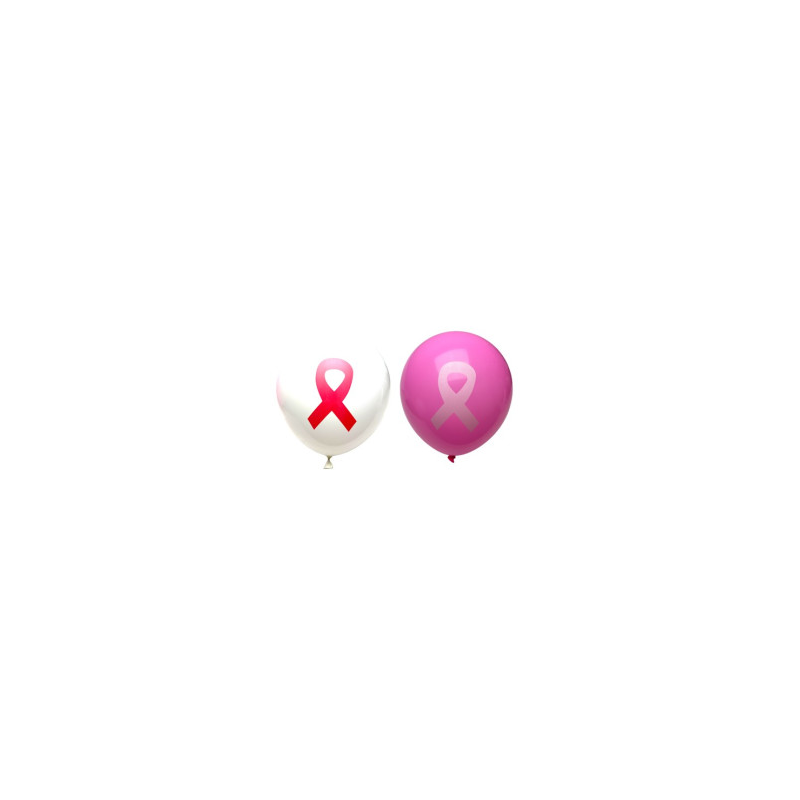 12 Ballons latex 30 cm OCTOBRE ROSE 2 coloris assortis