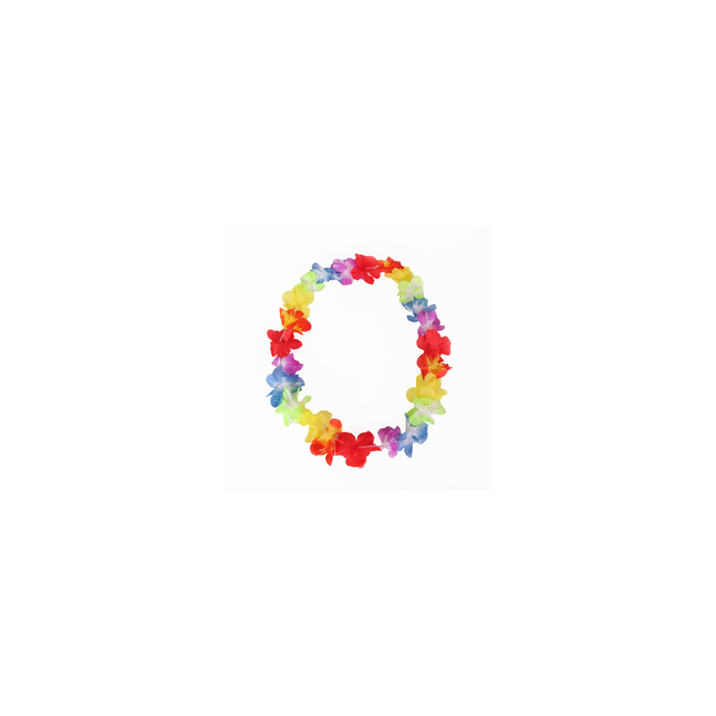 Lot de 12 colliers de fleurs multicolores - tergal - Diam. 47cm