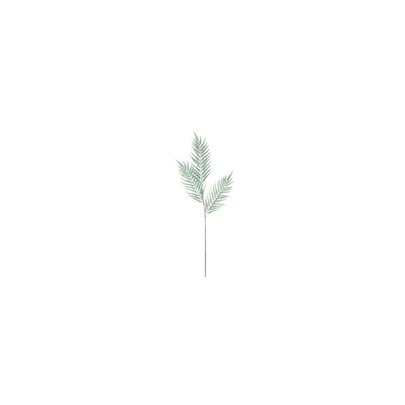 3 Feuilles de palmier sur tige paillettes vert givré - Haut. 78cm