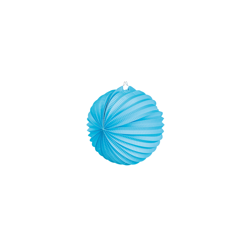 Lampion rond bleu clair papier - Diam. 23cm