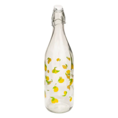 Bouteille en verre motif citrons 1L L. 8,7 x H. 31,7 cm