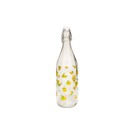 Bouteille en verre motif citrons 1L L. 8,7 x H. 31,7 cm