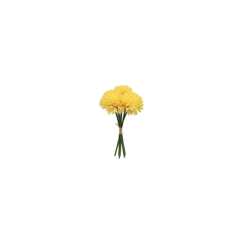 Bouquet de 6 dahlias jaune en tissu - Haut. 26cm