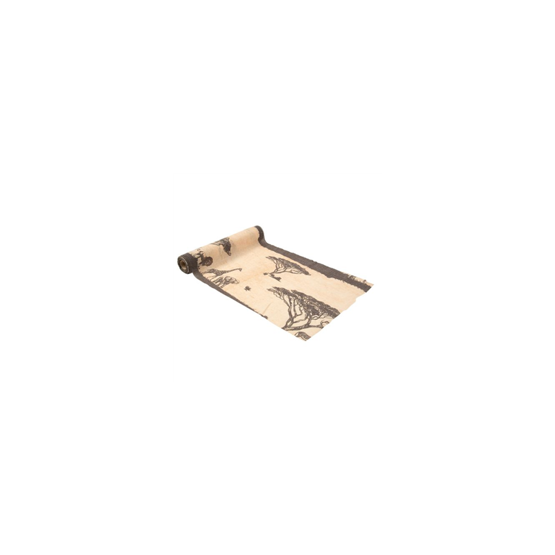 Chemin de table Safari mousseline beige et moka 28cm x 3m