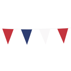 Guirlande de 20 fanions 20 x 30 cm bleu/blanc/rouge - PVC Long. 10m