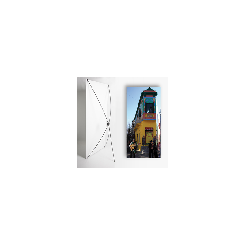 Kakemono AMS Maison Jaune - 180 x 80 cm - Toile M1 avec structure X- Banner