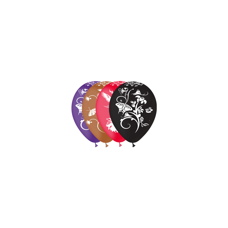 Ballon rouge noir violet motif chinois x 25 - Diam. 29cm