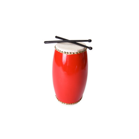 Tambourin Chinois - bois - H.28 cm/Diam.15 cm