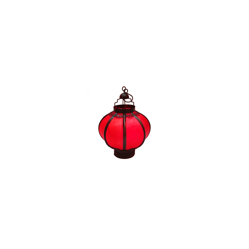 Lanterne rouge - Métal / Tissu - Haut 22cm, diam 15cm