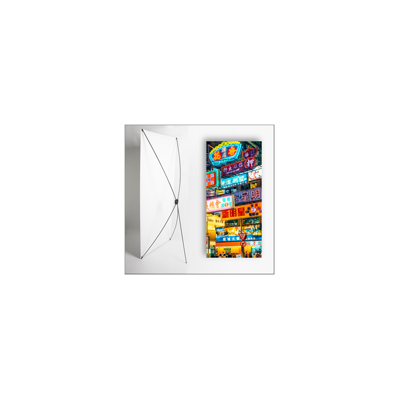 Kakemono Asie Enseigne - 180 x 80 cm - Toile M1 avec structure X- Banner